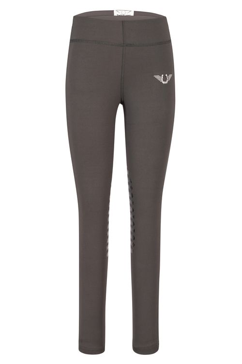 OUTLET: TuffRider Kids' Ventilated Schooling Riding Tights - X Large - Charcoal/Neon Green