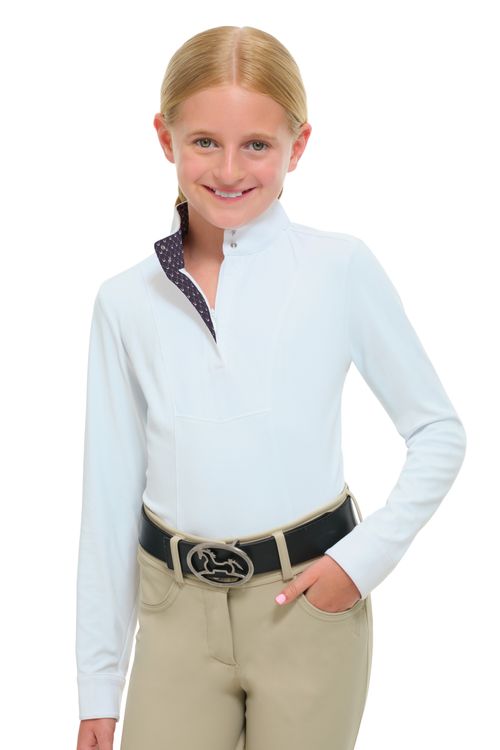 RJ Classics Kids' Evie Jr Winter Show Shirt - White/Purple Horseshoe