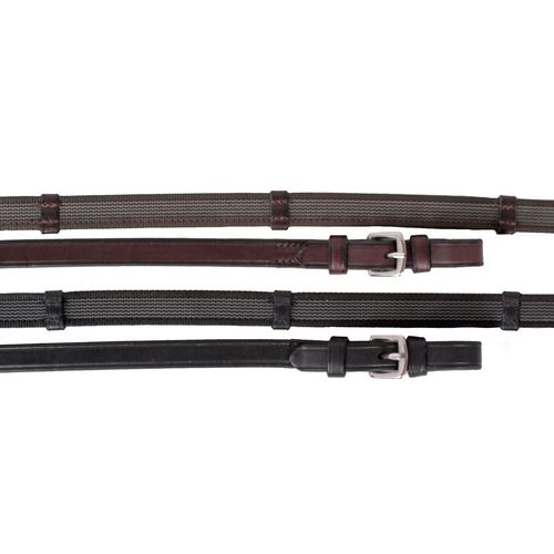 OUTLET: Nunn Finer Sure Grip Reins w/Leather Hand Stops - 5/8in x 58in - Black