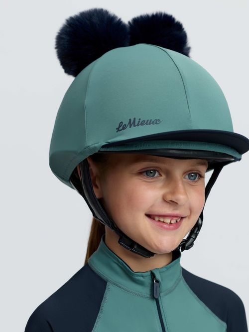 LeMieux Kids' Mini Double Pom Hat Silk - Navy/Aloe