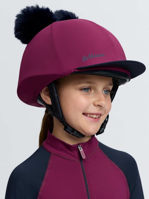 LeMieux Kids' Mini Double Pom Hat Silk - Blackberry