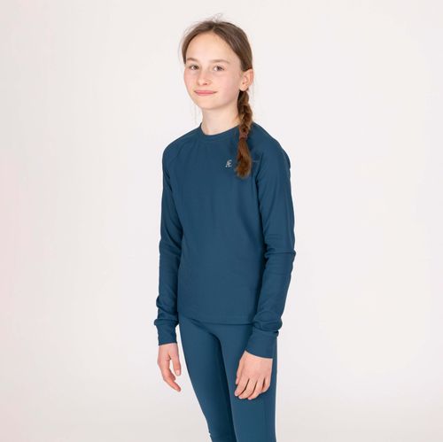 Shires Aubrion Kids' Ribbed Long Sleeve Top - Estate Blue