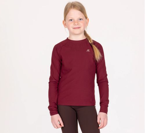 Shires Aubrion Kids' Ribbed Long Sleeve Top - Port