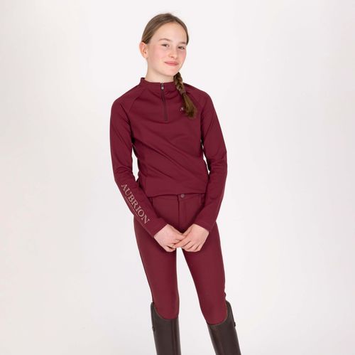 Shires Aubrion Kids' Winter Long Sleeve Base Layer - Port