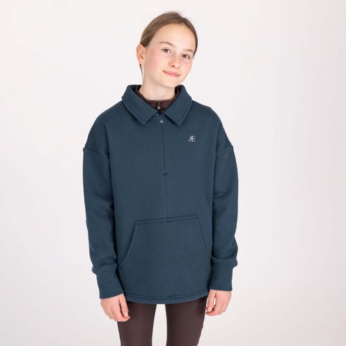 Shires Aubrion Kids' Quarter Zip Sweater - Estate Blue