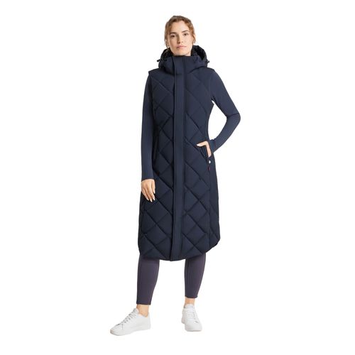 B Vertigo Women's Gem Waxed Padded Long Vest - Salute Navy