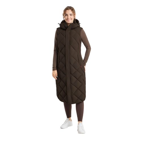 B Vertigo Women's Gem Waxed Padded Long Vest - Turkish Coffee
