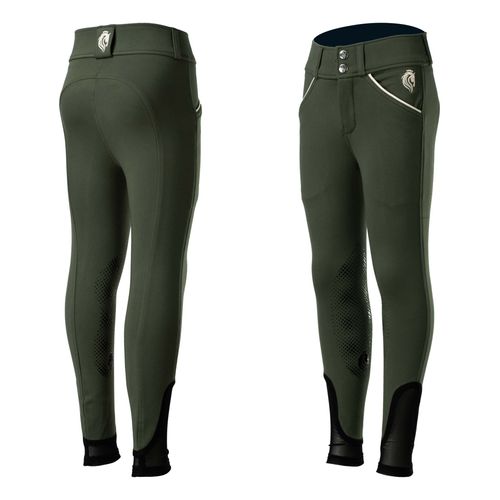 Equinavia Kids' Greta Silicone Knee Patch Breeches - Thyme/Vanilla Cream