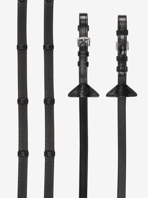 OVERSTOCK: LeMieux Soft Rubber Reins w/Stoppers - Horse - Black/Silver