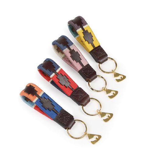 Shires Aubrion Polo Keyring - Natural/Pink/Navy