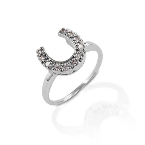 Kelly Herd Horseshoe Ring - Sterling Silver/Clear