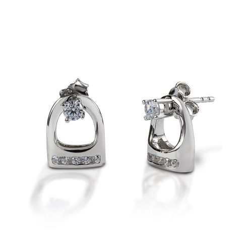Kelly Herd Stud Earrings with Small English Stirrup Jackets - Sterling Silver/Clear