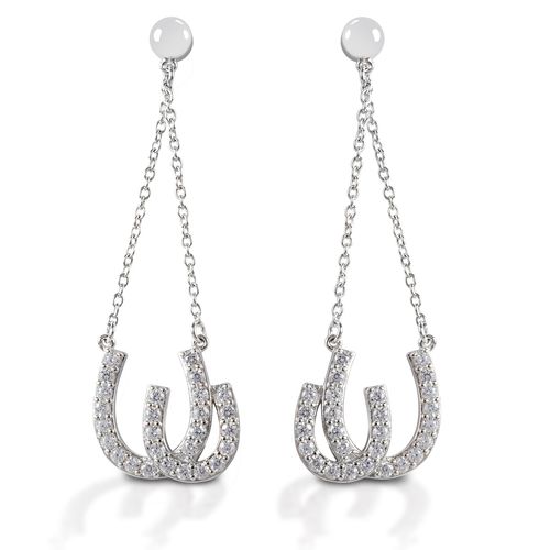 Kelly Herd Double Horseshoe Earrings - Sterling Silver/Clear