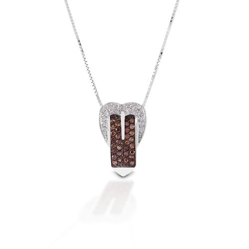 Kelly Herd Buckle Pendant - Sterling Silver/Cognac