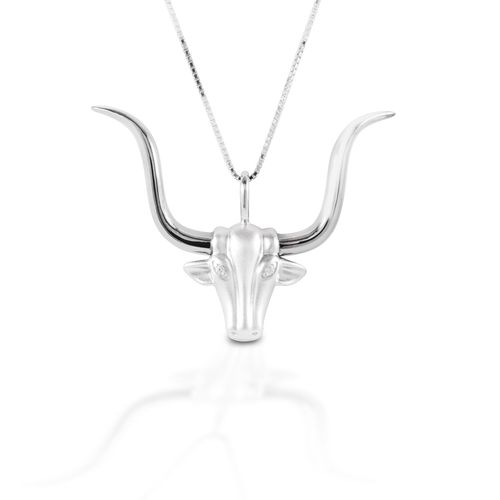 Kelly Herd Large Longhorn Necklace - Sterling Silver/Clear