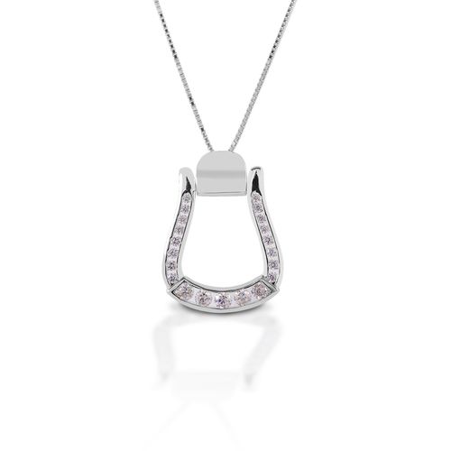 Kelly Herd Oxbow Stirrup Necklace - Sterling Silver/Clear