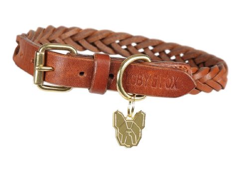 Digby & Fox Plaited Dog Collar - Tan