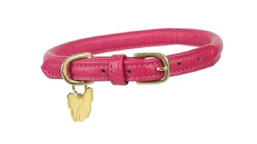 Digby & Fox Rolled Leather Dog Collar - Pink