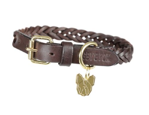 Digby & Fox Plaited Dog Collar - Brown