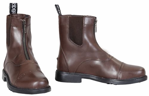 TuffRider Kids' Baroque Front Zip Paddock Boots w/Metal Zipper - Mocha