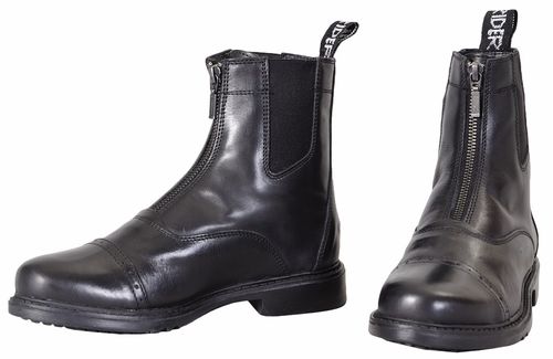 TuffRider Kids' Baroque Front Zip Paddock Boots w/Metal Zipper - Black