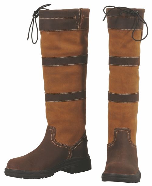 TuffRider Kids' Lexington Waterproof Tall Country Boots - Chocolate/Fawn
