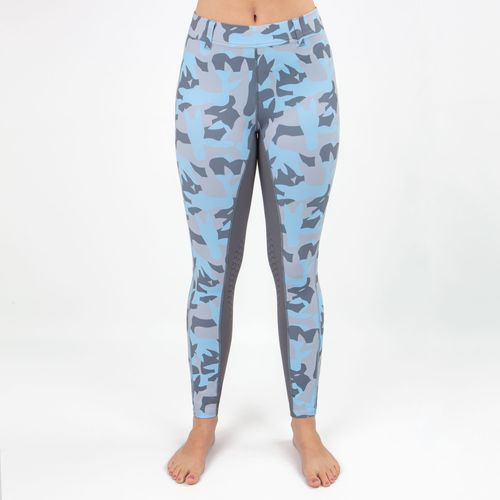 Irideon Women's Horsehead Camo Knee Patch Tights - Energy Blue
