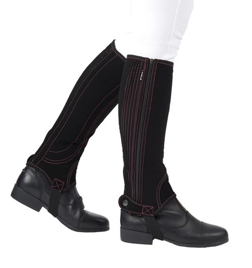 Dublin Kids' Easy-Care Contrast Stitch Half Chaps II - Black