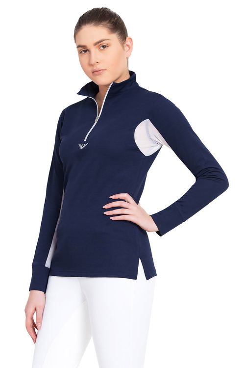 TuffRider Women's Ventilated Technical Long Sleeve Sport Shirt - Navy