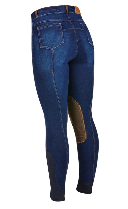 Dublin Women's Shona Knee Patch Denim Breeches - Blue Denim/Navy