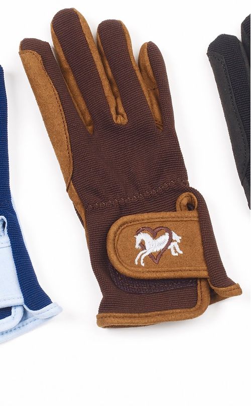 Ovation Kids' Hearts & Horses Gloves - Lt Brown/Chocolate