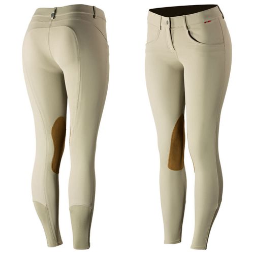 Horze Women's Melissa Knee Patch Breeches - Plaza Taupe Light Brown