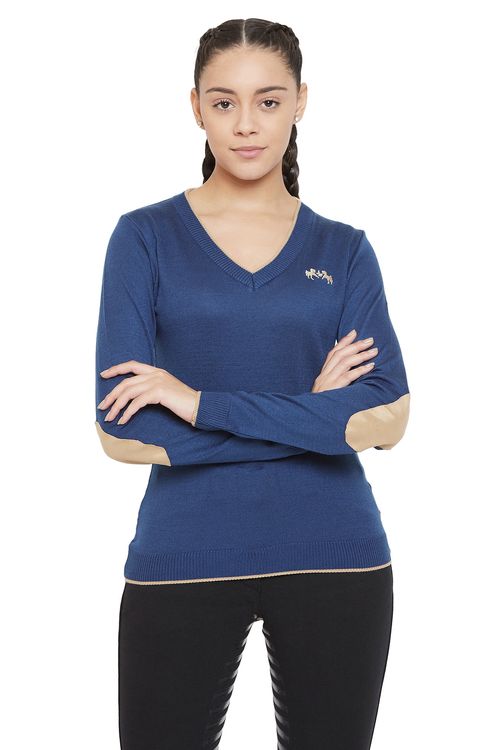 Equine Couture Women's Morgan V Neck Sweater - Dutch Blue