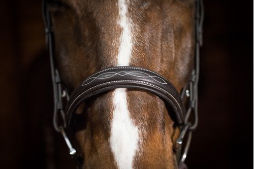 Ovation ATS Fancy Raised Wide Noseband Bridle - Dark Brown