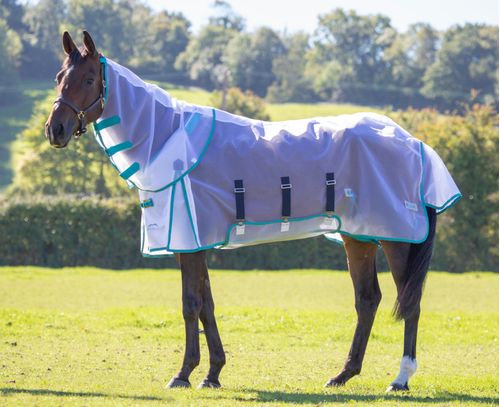 Shires Highlander Fine Mesh Detachable Neck Fly Sheet - White