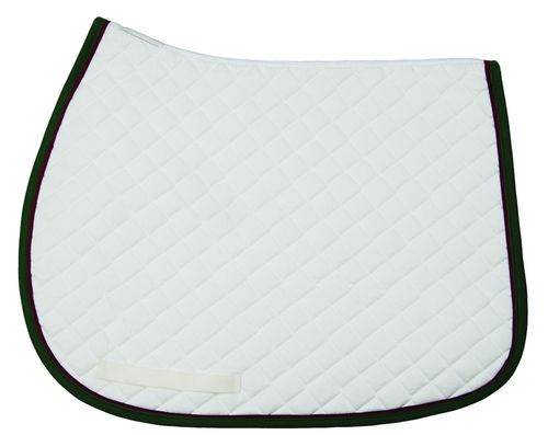 TuffRider Basic All Purpose Saddle Pad w/Trim and Piping - White/Hunter/Burgundy
