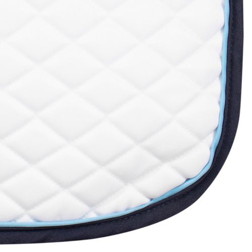 TuffRider Basic All Purpose Saddle Pad w/Trim and Piping - White/Navy/Light Blue