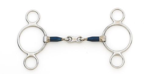 Centaur French Link 2-Ring Gag - Blue Steel