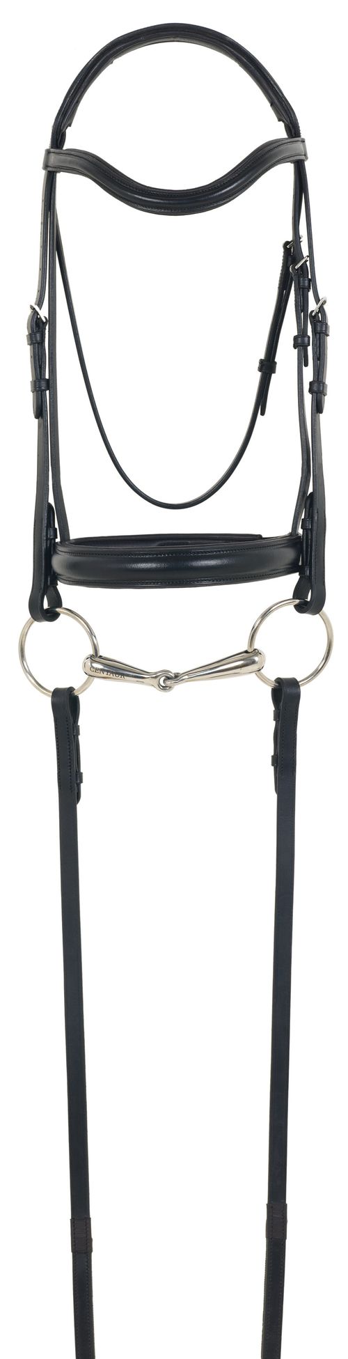 Camelot Gold RCS Crank Snaffle Dressage Bridle - Black