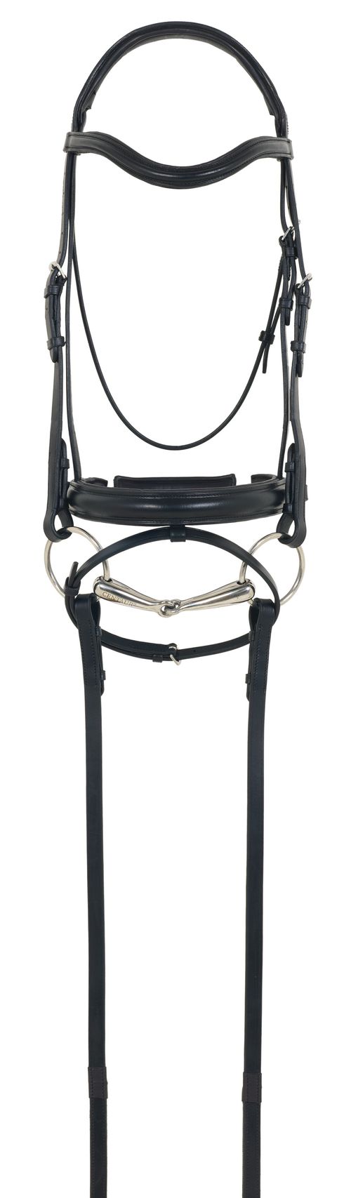 Camelot Gold RCS Crank Flash Dressage Bridle - Black