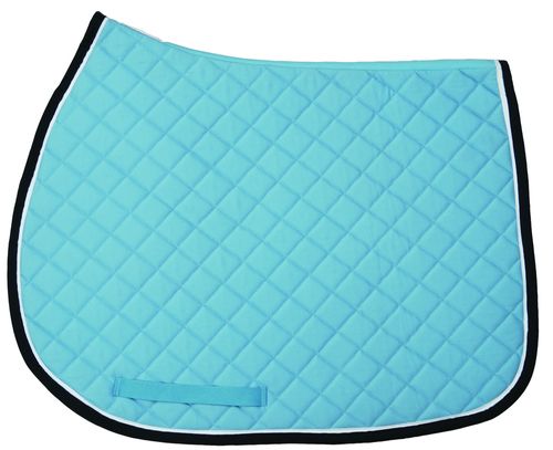 TuffRider Basic All Purpose Saddle Pad w/Trim and Piping - Light Blue/Navy/White