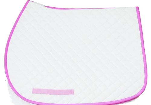 TuffRider Basic All Purpose Saddle Pad w/Trim - White/Pink