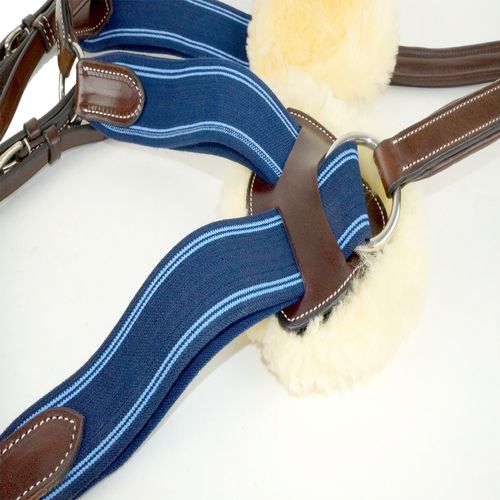 Nunn Finer 5-Way Breastplate with Blue Elastic - Havana/Zinc