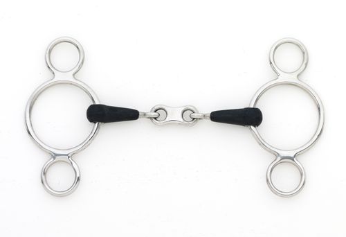 Centaur French Link 2-Ring Gag - Stainless Steel