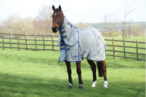 Weatherbeeta Comfitec Airflow II Detach A Neck Fly Sheet - Grey/Blue/Grey