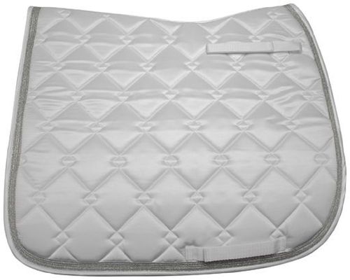 Equine Couture Satin Pony Dressage Saddle Pad - White w/Silver Sparkle