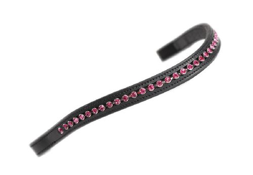 Shires Aviemore Large Diamante Browband - Black/Pink