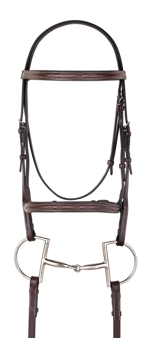 Camelot Gold Fancy Raised Padded Bridle - Australian Nut