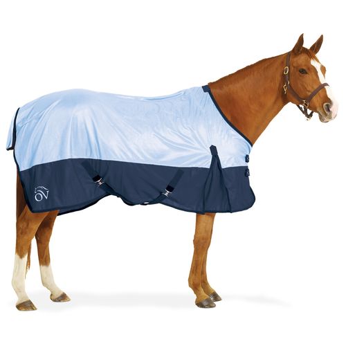 Ovation Super Fly Sheet w/Surcingle Belly - Lt.Blue/Navy