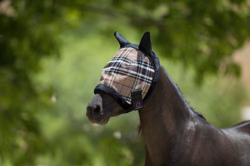 Kensington Pony Fly Mask w/Ears & Fleece Trim - Deluxe Black